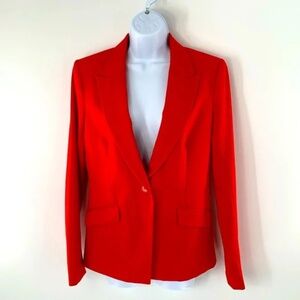Theory Women Narolie Blazer C1001102 Wool Blend Red Single Button Work Sz 8
